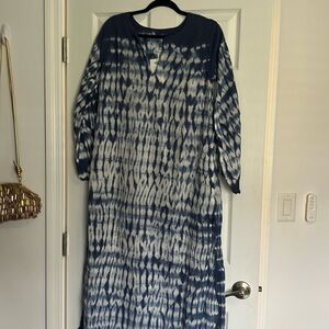 NWT - Long Caftan Tye Dye Blue Printed Cover Up - One Size - One of a Kind